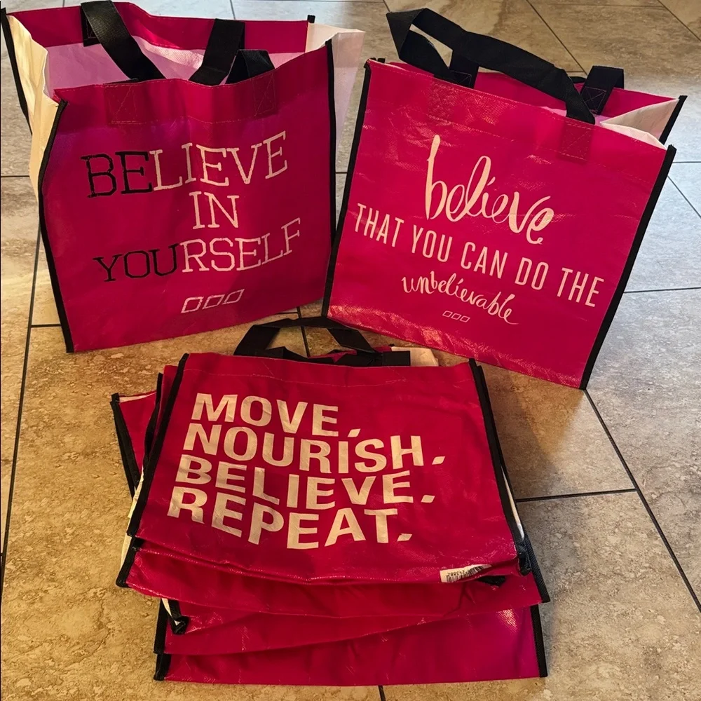 6‎ Large Lorna Jane Vibrant Pink Motivational Tote Bags